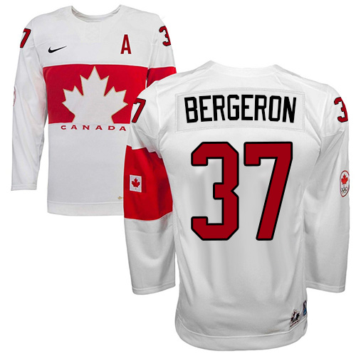 Olympic Hockey Patrice Bergeron Authentic Kinder Weiß – Team Canada #37 Heim 2014